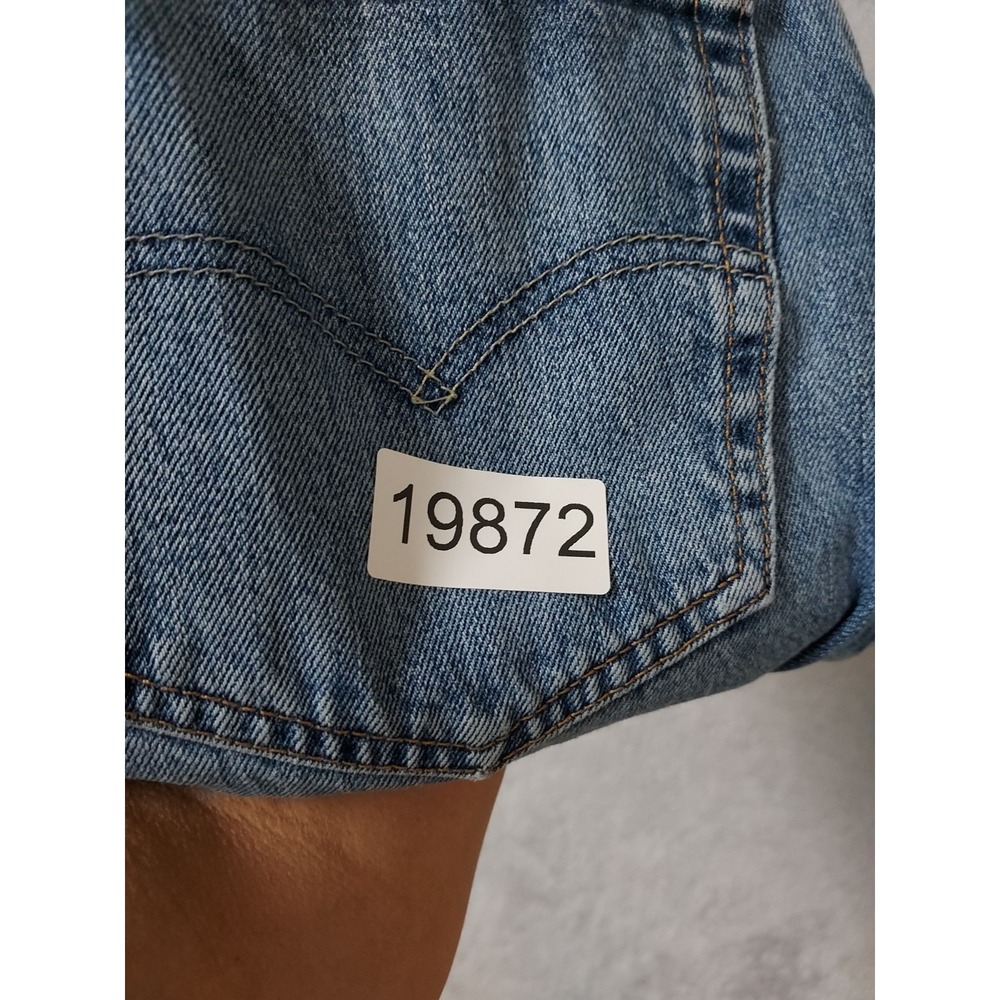 Levis Jean Shorts Mens 30 569 Loose Fit Denim Jorts Distressed Destroyed Blue - Picture 12 of 12